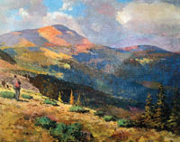 Yo. Bokshay „Auf dem Bergpass“, 1950er Öl auf Leinwand