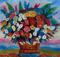 Y. Moshak „Blumen in der Natur“ Öl auf Leinwand, 59 × 57
