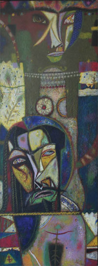 Ігор Панейко «Обійми Саломеї», 2008, двп, левкас, жовткова емульсия, темпера, 45×130   