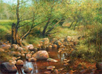 A. Brahinskiy „Frühling in Transkarpatien“, 2009 Öl auf Leinwand,70 × 50