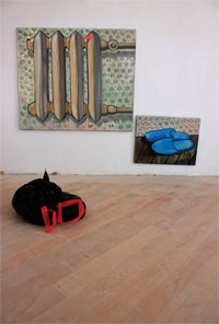 Олександра Токарєва «Кімната», 2009, живопис-інсталляція, полотно, олія, предмети які входять в інсталляцію