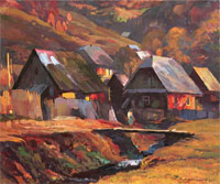 Василь Скакадий «Вечір в горах», 1993, картон, темпера, 70×60               
